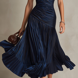 Julia - Striped Shirt Collar Midi Dress