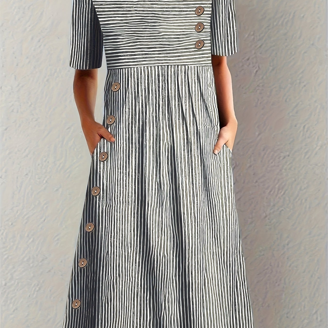 Faith - Elegant Striped Summer Midi Dress