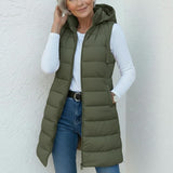 PIPER - Casual Sleeveless Hood Long Puffer Vest