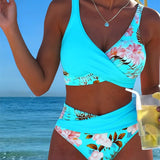 Marianne - Bikini with Contrasting Floral Print and Slit