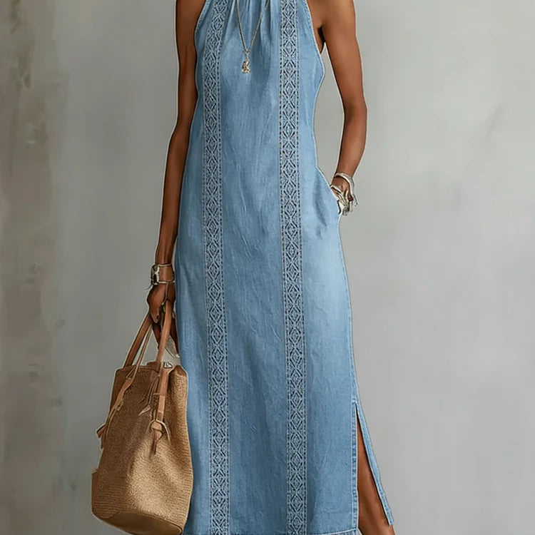 Nicole - Retro Lace Denim Dress