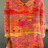 Geneviève - Vibrant Mosaic Blouse