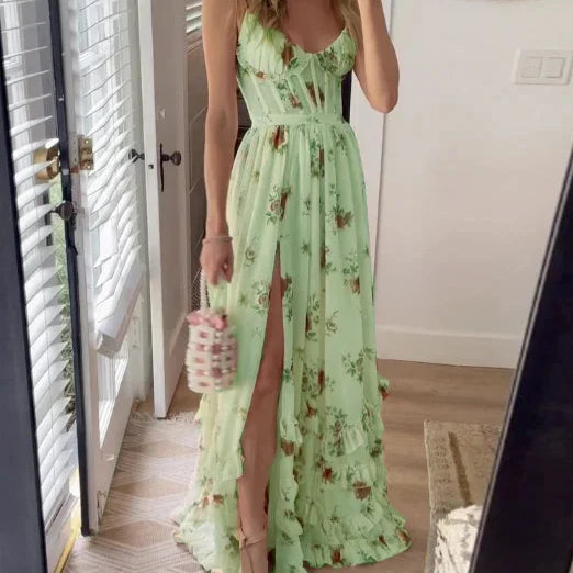 Autumn - Floral Pattern Midi Dress