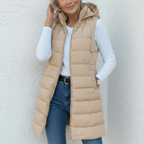 PIPER - Casual Sleeveless Hood Long Puffer Vest