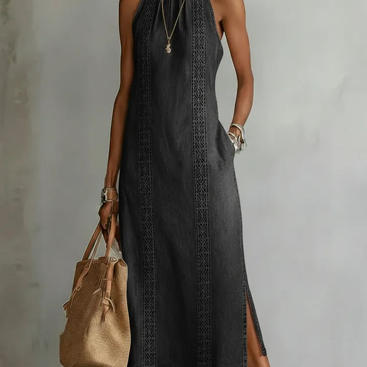 Nicole - Retro Lace Denim Dress