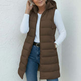 PIPER - Casual Sleeveless Hood Long Puffer Vest