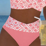 Béatrice - Two-Piece Bikini with Cut-Out Bra and Diamond Pattern