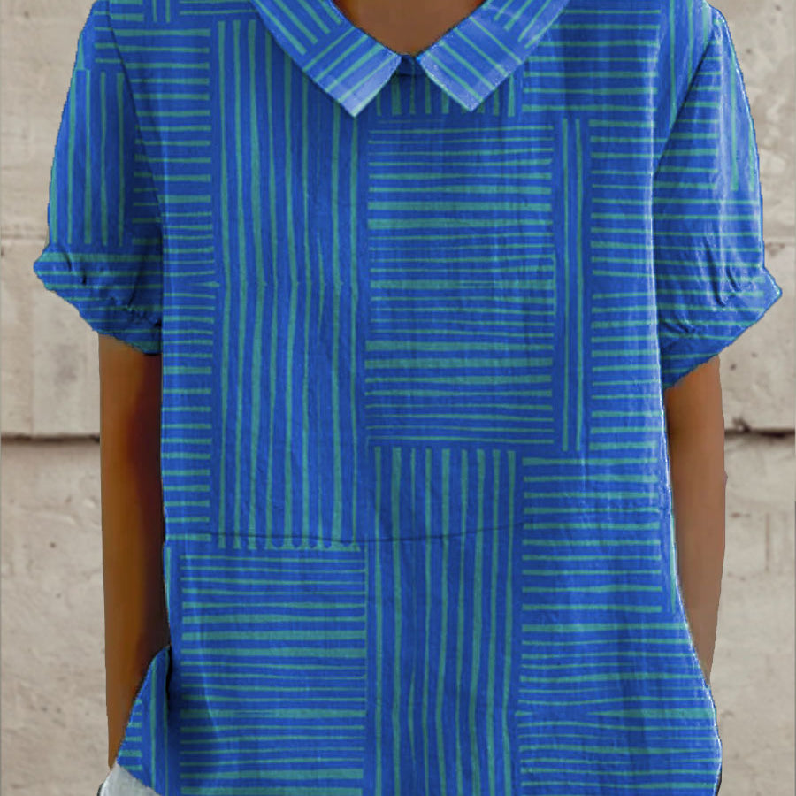 Annabelle - Striped Geometric Blouse
