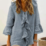 DELILAH - Women Chic Bell Sleeve Ruffle Top