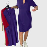 Pauline - Solid V-Neck Dress