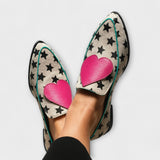 Alina – Beige Heart Loafers