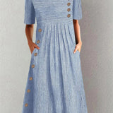 Faith - Elegant Striped Summer Midi Dress