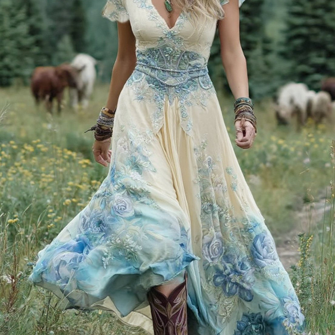 Karine - Short Maxi Floral Dress