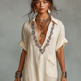 Adèle - Embroidered Shirt Dress