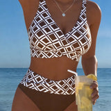 Béatrice - Two-Piece Bikini with Cut-Out Bra and Diamond Pattern