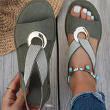 Sarah - Flat Sandals With Metal Buckle