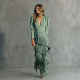 Ariana - Long Fringe Dress with V-Neck