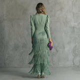 Ariana - Long Fringe Dress with V-Neck