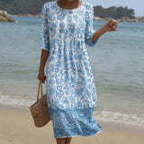 Violette - Maxi Dress with Round Neck and Print