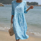 Rebecca - Maxi Dress with Round Neck and Print