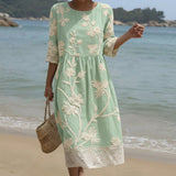 Maya - Midi Dress with Plant and Flower Print