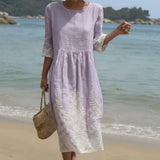 Amelia - Round Neck Maxi Dress with Print