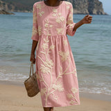 Brigitte - Midi Dress with Plant and Flower Print