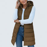 PIPER - Casual Sleeveless Hood Long Puffer Vest