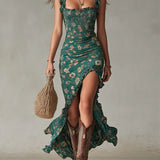 Alice - Retro Boho Maxi Dress with Flowing Sleeves and Side Slit