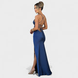 Jessica - Midnight Blue Satin Dress