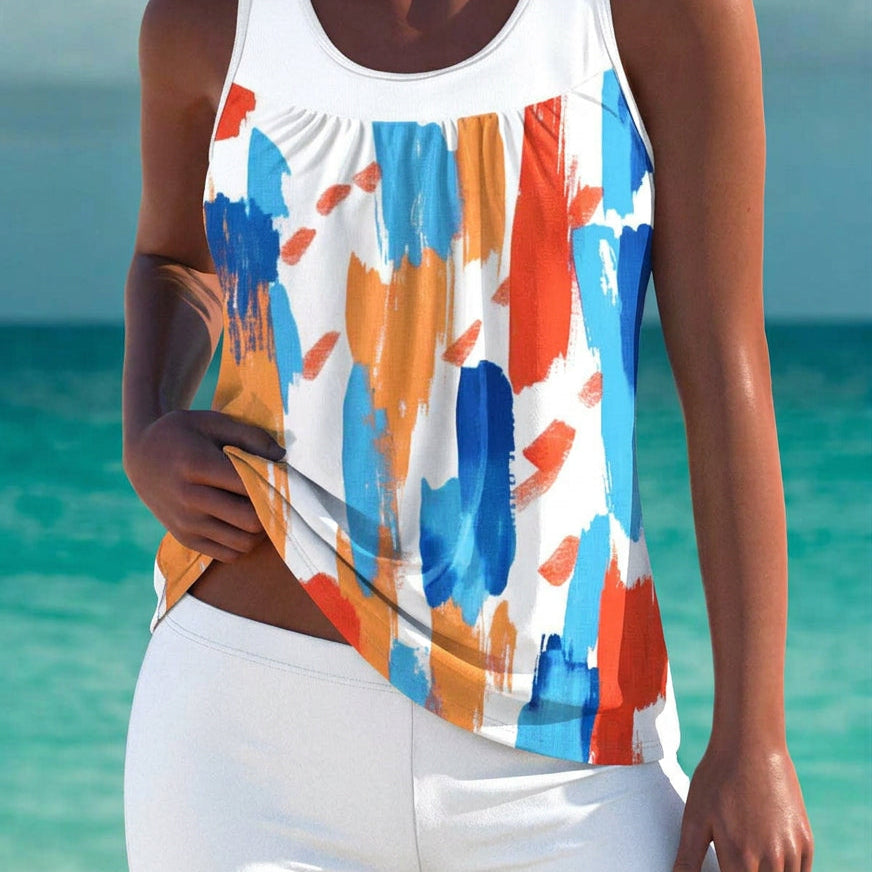 Mélissa - Elegant tankini with tummy control effect and matching shorts