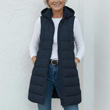PIPER - Casual Sleeveless Hood Long Puffer Vest