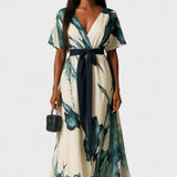 Aubrey - Long Dress Watercolour Print