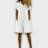Rachel - Vintage Short Jumpsuit in Cotton with Denim Look