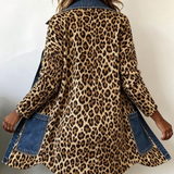 Nora | Leopard Print Denim Panel Contrast Longline Jacket