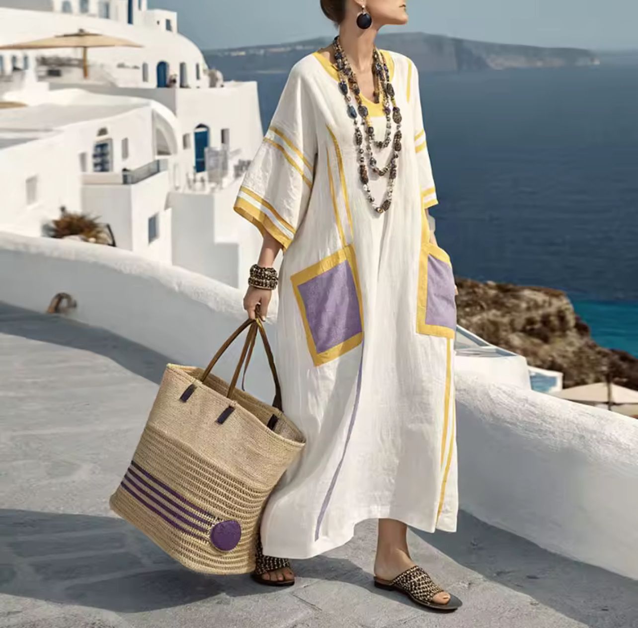Elegant Rose - Long Beach Dress for a Stylish Summer Look