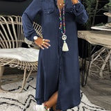 Corinne - Casual Elegant Long Denim Shirt Dress