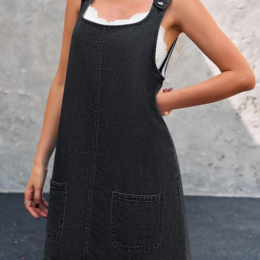 Anne - Casual Denim Overall Dress